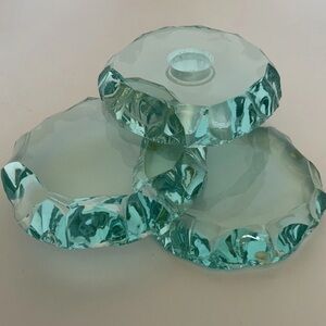 Stephen Schlanser Signed "Ice Chip" Art Glass Candle Holder